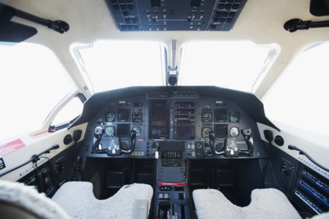 Empty airplane cockpit