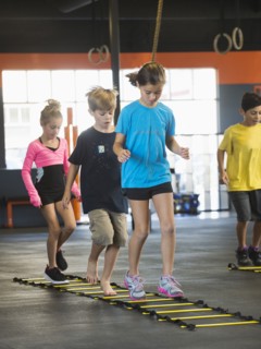Children training in gym