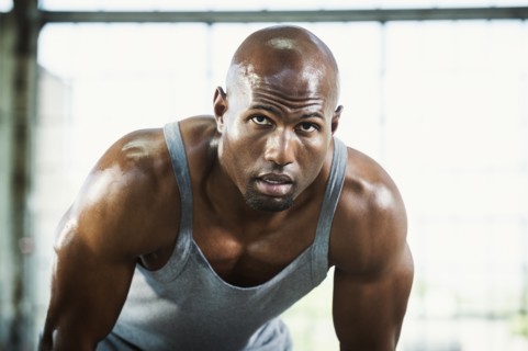 Close up of Black athlete resting