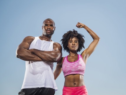 Portrait of confident sweating Black couple