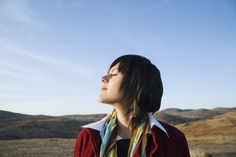 Hispanic woman enjoying the outdoors