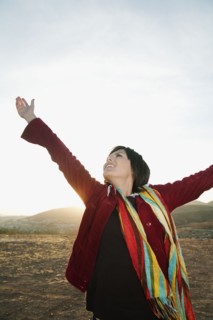 Hispanic woman enjoying the outdoors
