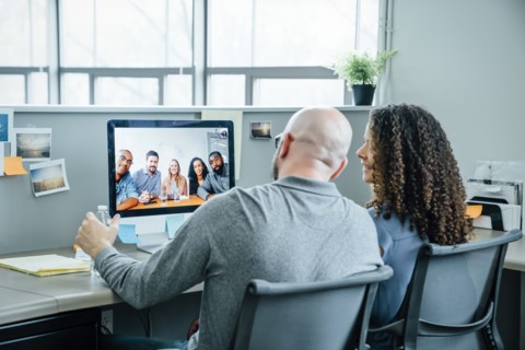 Business people on video conference