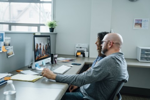 Business people on video conference