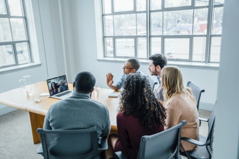 Business people on video conference