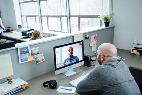 Businessmen on video conference
