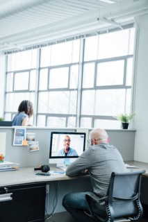 Businessmen on video conference