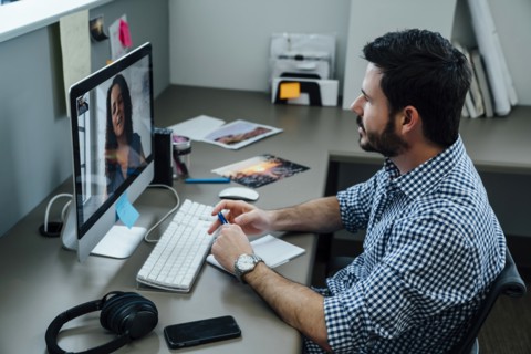 Business people on video conference