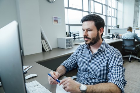 Businessman using computer