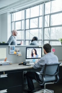 Business people on video conference