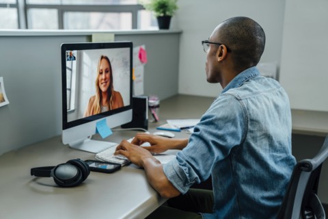 Business people on video conference