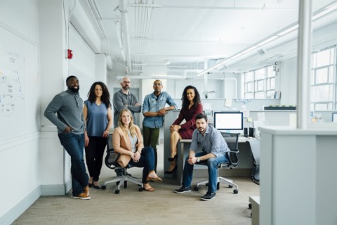 Portrait of diverse business people in office