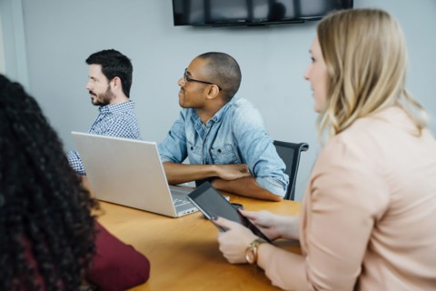 Business people listening in meeting