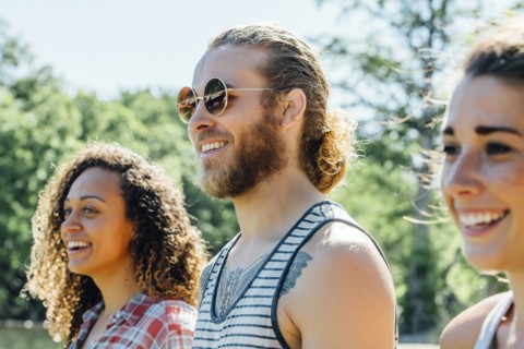Close up of smiling friends
