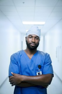 Portrait of serious black nurse