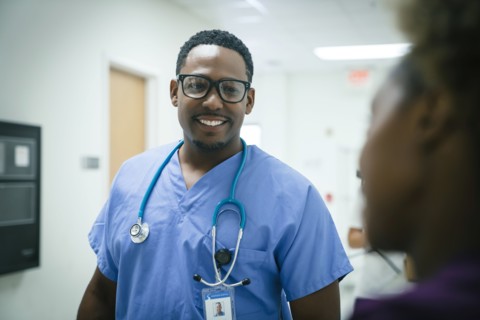 Black nurses talking