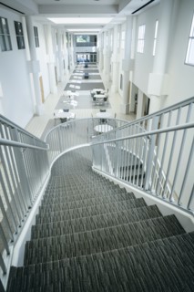 Staircase to empty lobby