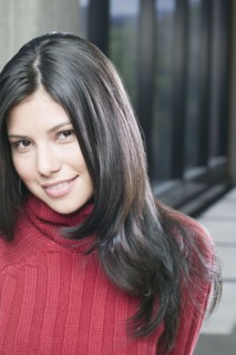 Hispanic woman with long hair