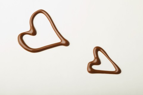 Hearts drawn in chocolate