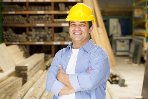Smiling Hispanic carpenter