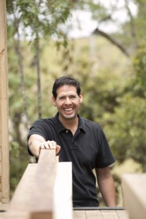 Smiling Hispanic carpenter