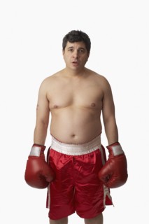 Portrait of overweight boxer
