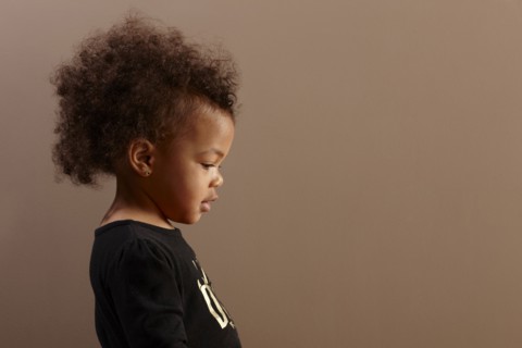 Serious mixed race baby girl