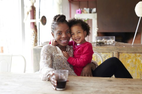 Mother and daughter relaxing together