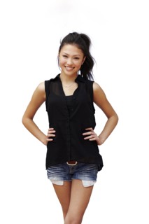 Mixed race teenage girl smiling