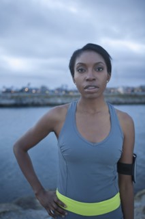 Serious runner in sportswear