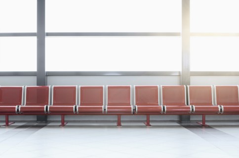Empty seats in airport lobby