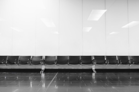 Empty seats in airport lobby