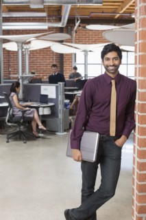 Businessman smiling in office