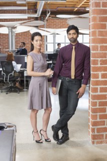 Business people smiling in office