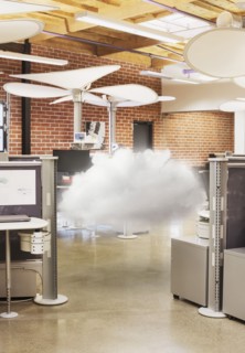 Cloud hovering in modern office