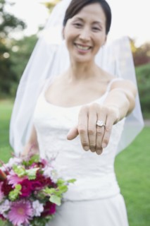 Asian bride showing wedding ring