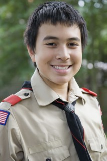 Asian boy wearing uniform