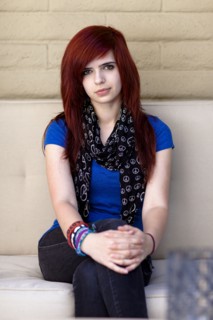 Serious Caucasian redheaded teenager