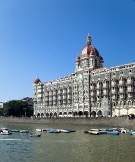 Ornate Indian building on riverbank