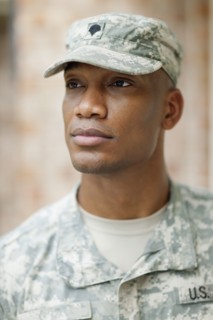 Serious Black soldier in uniform