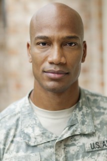 Serious Black soldier in uniform