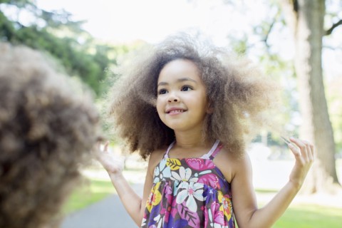 Smiling mixed race girl