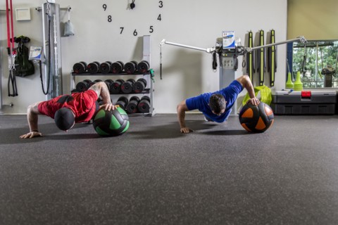 Men working out in gym