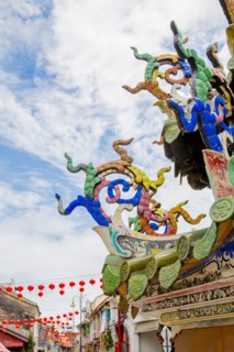 Close up of Clan Jetty decorated for Chinese New Year