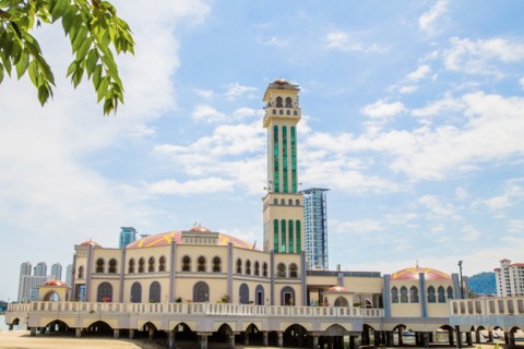 Floating Mosque under blue sky