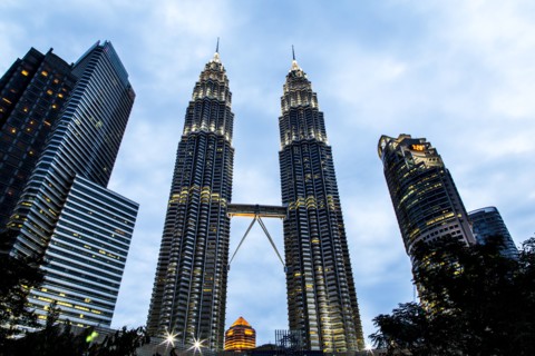Petronas Twin Towers in Kuala Lumpur skyline