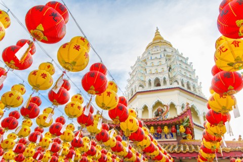 Chinese New Year lanterns at Kek Lok Si temple