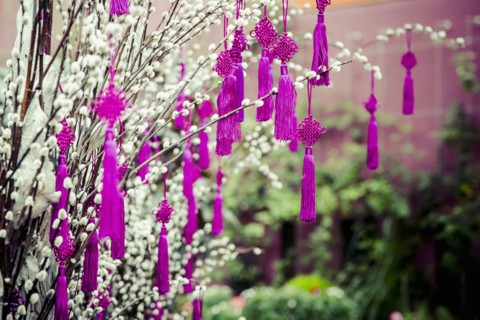 Decorations hanging from plants