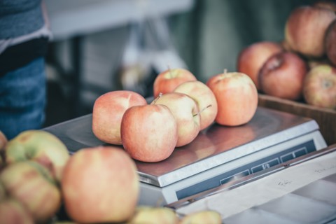 Apples sitting on scale