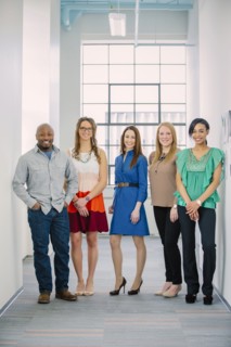 Business people smiling in office